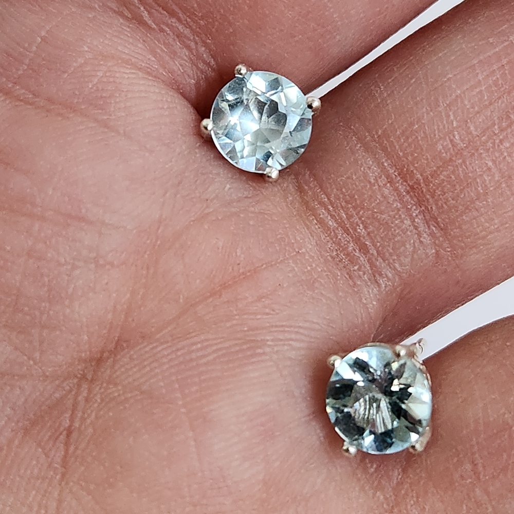 Lrg Semi VTG 2ctw Icey Topaz Open Lattice 925 Stud Earrings 6mm High Brilliance